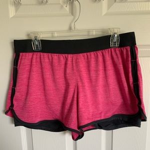 Danskin Now Fitted Pink and Grey Sports Short With Attached Inner Short Size: L